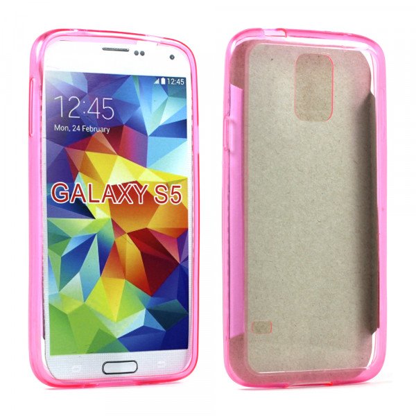 Wholesale Samsung Galaxy S5 i9600 Crystal Clear Hybrid Case (Pink Clear)